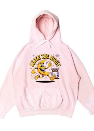 Chase The Night Cartoon Moon Running With Owl Hoodie